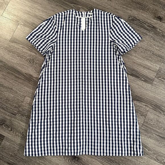 Mansur Gavriel Navy White Gingham Dress - Picture 1 of 9